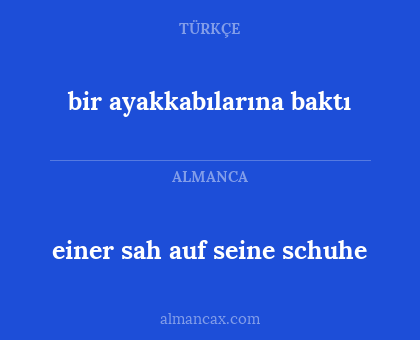 bir ayakkabılarına baktı - einer sah auf seine schuhe