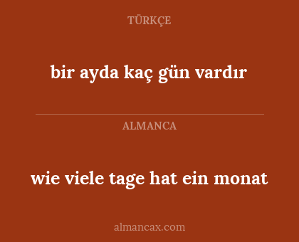 bir ayda kaç gün vardır - wie viele tage hat ein monat
