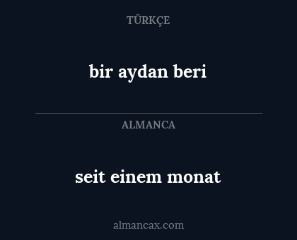 bir aydan beri - seit einem monat