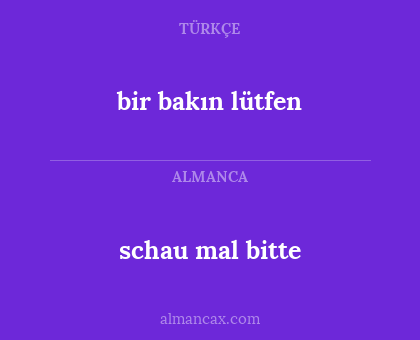schau mal bitte - bir bakın lütfen