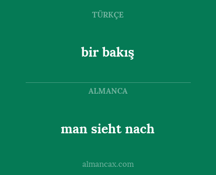 man sieht nach - bir bakış