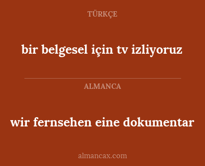 bir belgesel için tv izliyoruz - wir fernsehen eine dokumentar