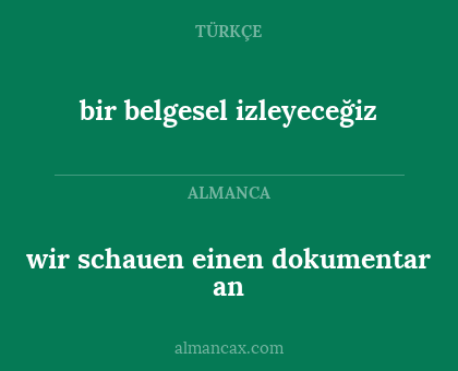 wir schauen einen dokumentar an - bir belgesel izleyeceğiz