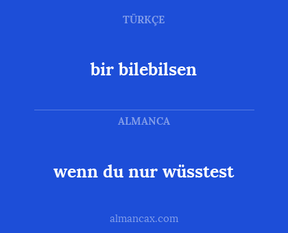 wenn du nur wüsstest - bir bilebilsen