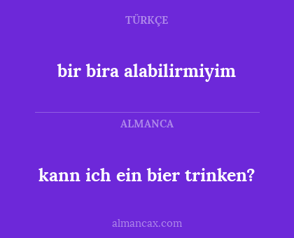 kann ich ein bier trinken? - bir bira alabilirmiyim
