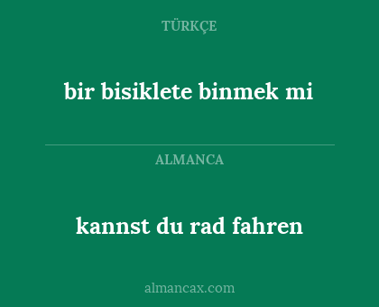 kannst du rad fahren - bir bisiklete binmek mi