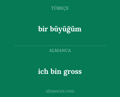 bir büyüğüm - ich bin gross
