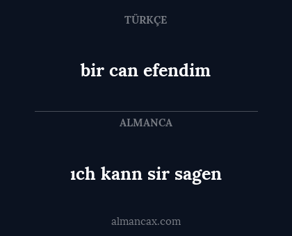 bir can efendim - ıch kann sir sagen