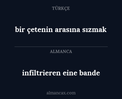 bir çetenin arasına sızmak - infiltrieren eine bande