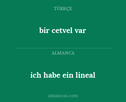 ich habe ein lineal - bir cetvel var