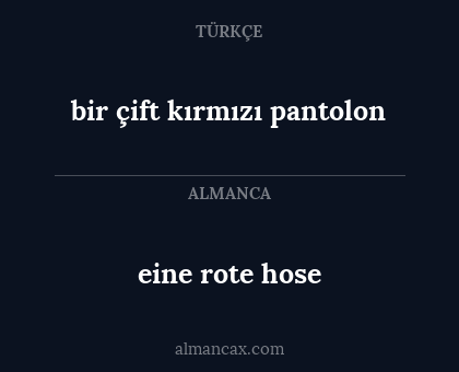 bir çift kırmızı pantolon - eine rote hose