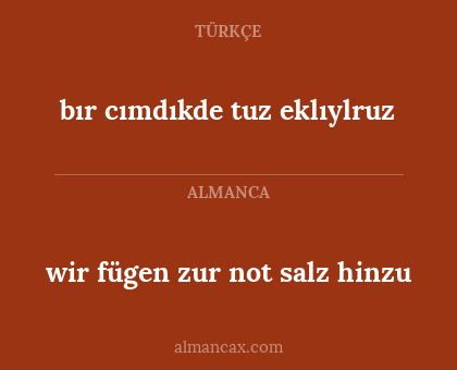 bır cımdıkde tuz eklıylruz - wir fügen zur not salz hinzu