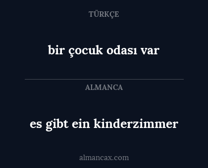 es gibt ein kinderzimmer - bir çocuk odası var