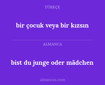 bist du junge oder mädchen - bir çocuk veya bir kızsın