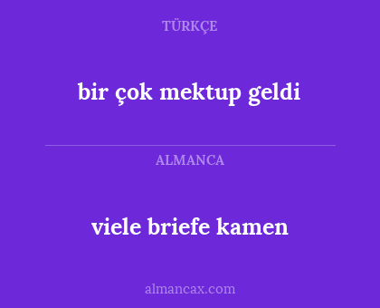 viele briefe kamen - bir çok mektup geldi