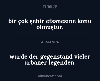 bir çok şehir efsanesine konu olmuştur. - wurde der gegenstand vieler urbaner legenden.