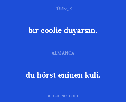 bir coolie duyarsın. - du hörst eninen kuli.