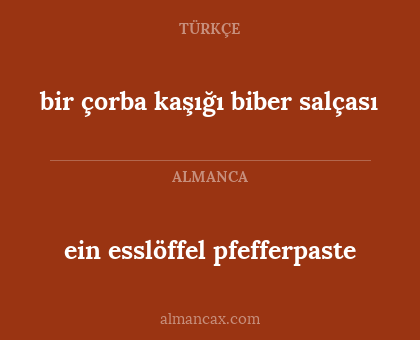 ein esslöffel pfefferpaste - bir çorba kaşığı biber salçası