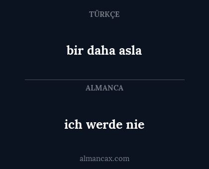 ich werde nie - bir daha asla