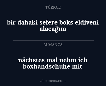 nächstes mal nehm ich boxhandschuhe mit - bir dahaki sefere boks eldiveni alacağım