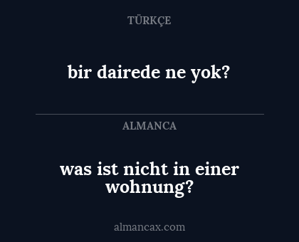 was ist nicht in einer wohnung? - bir dairede ne yok?
