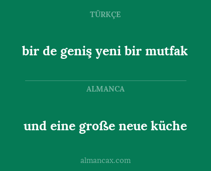 und eine große neue küche - bir de geniş yeni bir mutfak