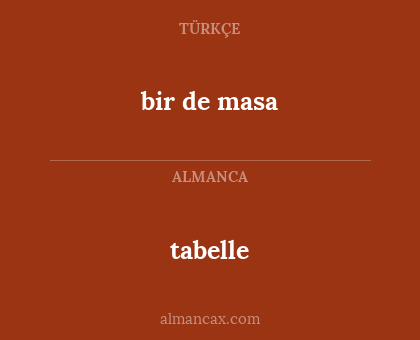 bir de masa - tabelle