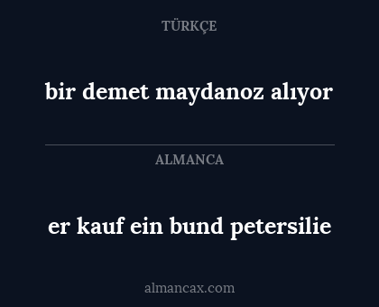 er kauf ein bund petersilie - bir demet maydanoz alıyor