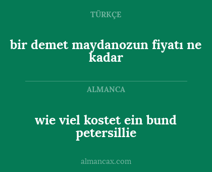 bir demet maydanozun fiyatı ne kadar - wie viel kostet ein bund petersillie