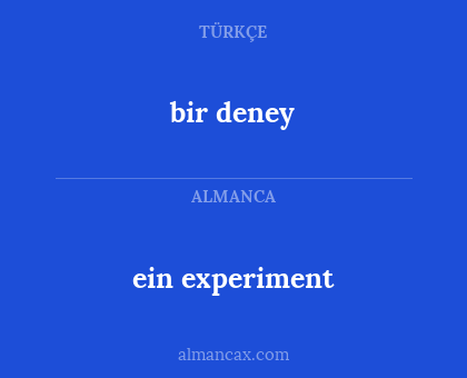 bir deney - ein experiment