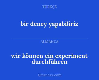 bir deney yapabiliriz - wir können ein experiment durchführen