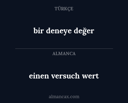 bir deneye değer - einen versuch wert
