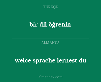 bir dil öğrenin - welce sprache lernest du