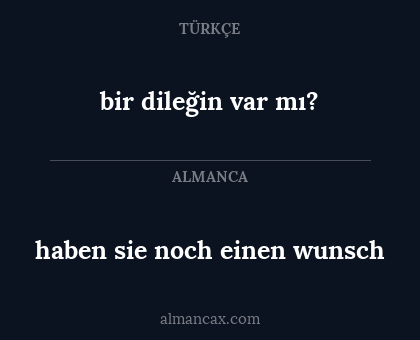 haben sie noch einen wunsch - bir dileğin var mı?