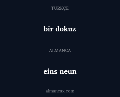 bir dokuz - eins neun