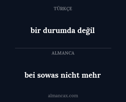 bir durumda değil - bei sowas nicht mehr