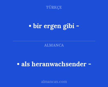 • bir ergen gibi - - • als heranwachsender -