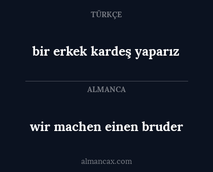 wir machen einen bruder - bir erkek kardeş yaparız