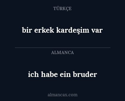 bir erkek kardeşim var - ich habe ein bruder