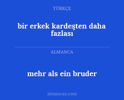 mehr als ein bruder - bir erkek kardeşten daha fazlası