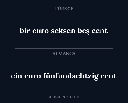 ein euro fünfundachtzig cent - bir euro seksen beş cent