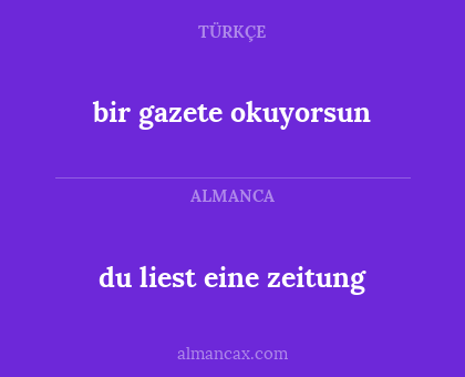du liest eine zeitung - bir gazete okuyorsun