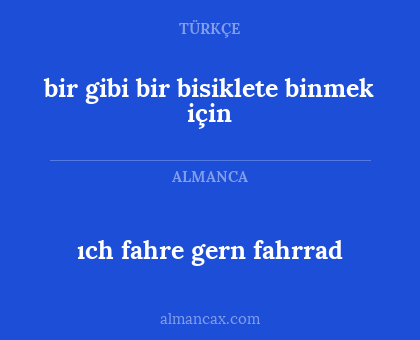 bir gibi bir bisiklete binmek için - ıch fahre gern fahrrad