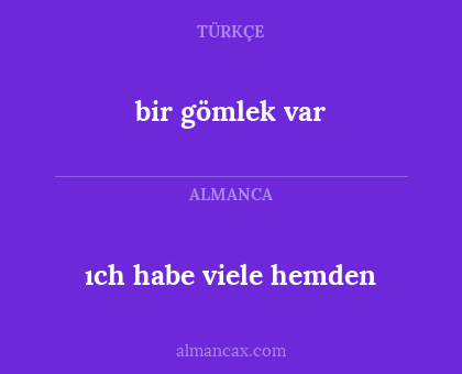 ıch habe viele hemden - bir gömlek var