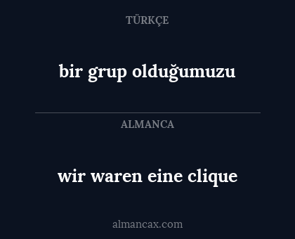 bir grup olduğumuzu - wir waren eine clique