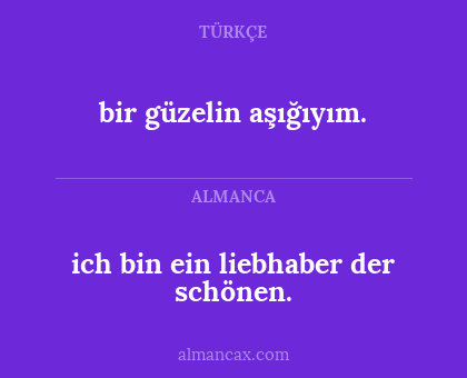 bir güzelin aşığıyım. - ich bin ein liebhaber der schönen.
