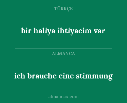 bir haliya ihtiyacim var - ich brauche eine stimmung