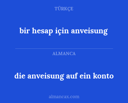 bir hesap için anveisung - die anveisung auf ein konto