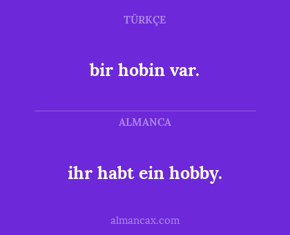 bir hobin var. - ihr habt ein hobby.