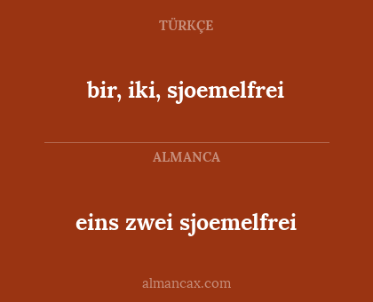 bir, iki, sjoemelfrei - eins zwei sjoemelfrei